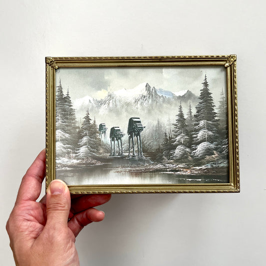 Walkers in a Winter Wonderland - PRINT in Antique Frame, Brass