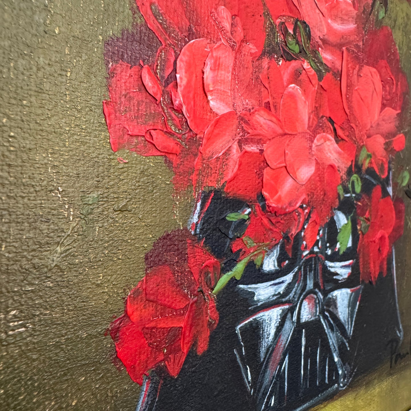 Dark Side Floral : Darth's Roses, original upcycled vintage painting