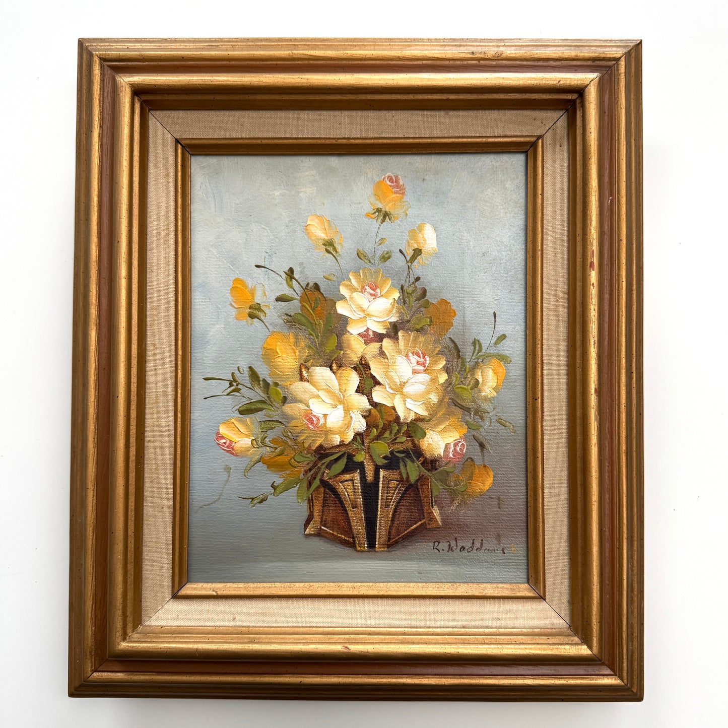 Dark Side Floral : Blacksmith's Bouquet, original upcycled vintage painting