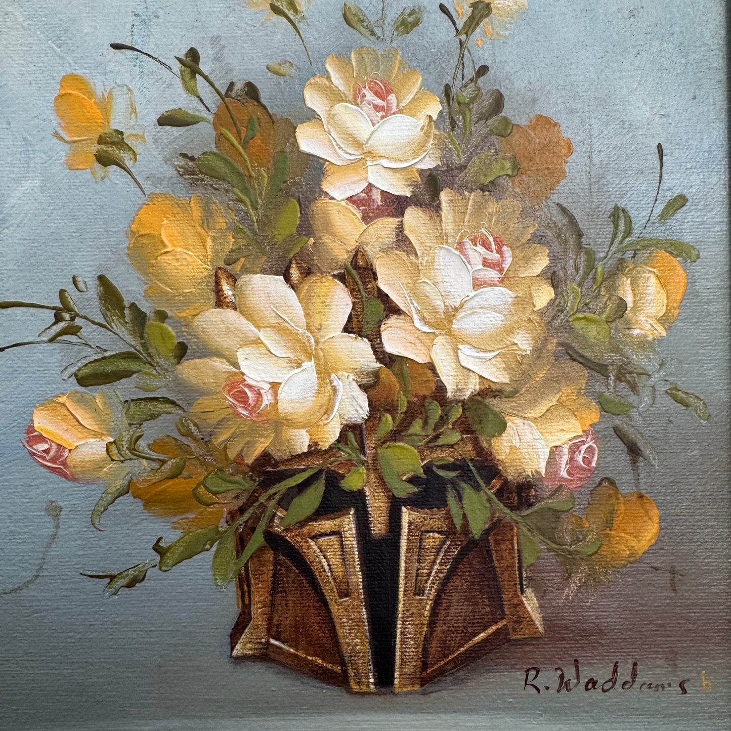 Dark Side Floral : Blacksmith's Bouquet, original upcycled vintage painting