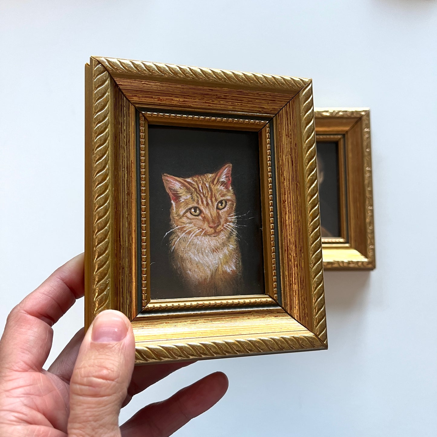 My Cat and I - 2x PRINTS in vintage gold frames