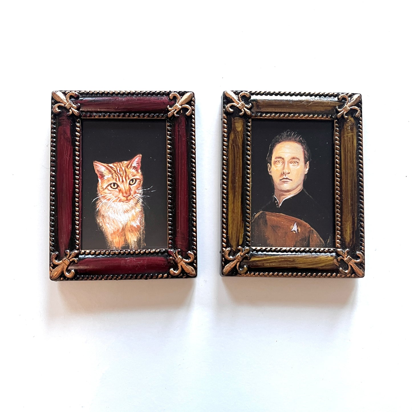 My Cat and I - 2x PRINTS in reclaimed French frames