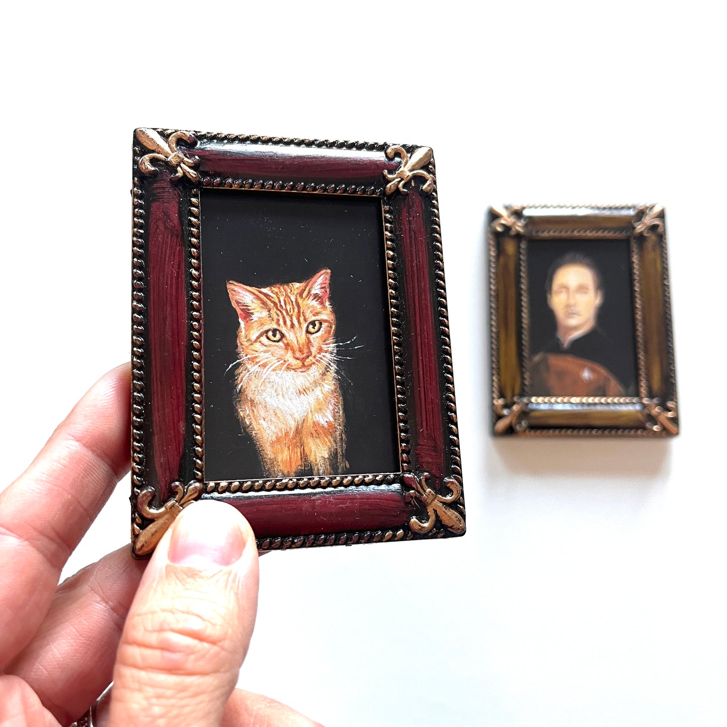 My Cat and I - 2x PRINTS in reclaimed French frames