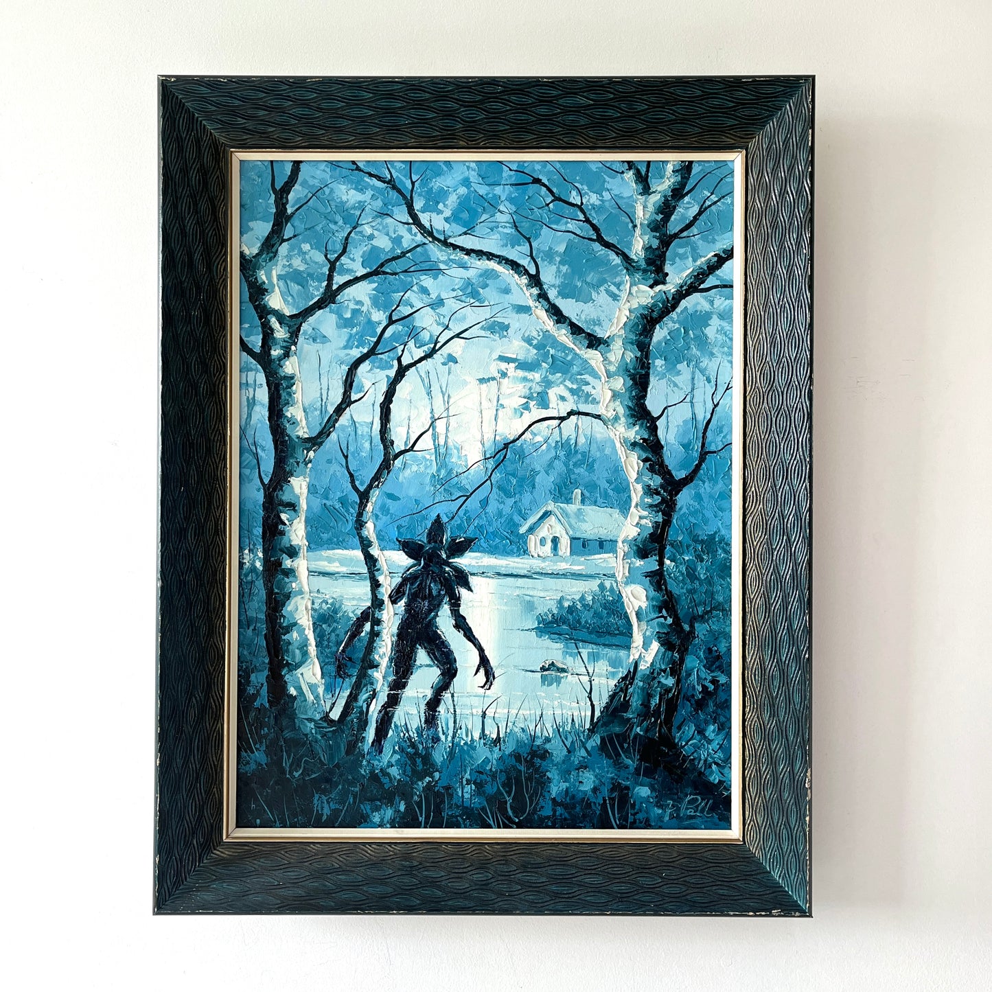 Watcher in the Woods, original upcycled vintage painting
