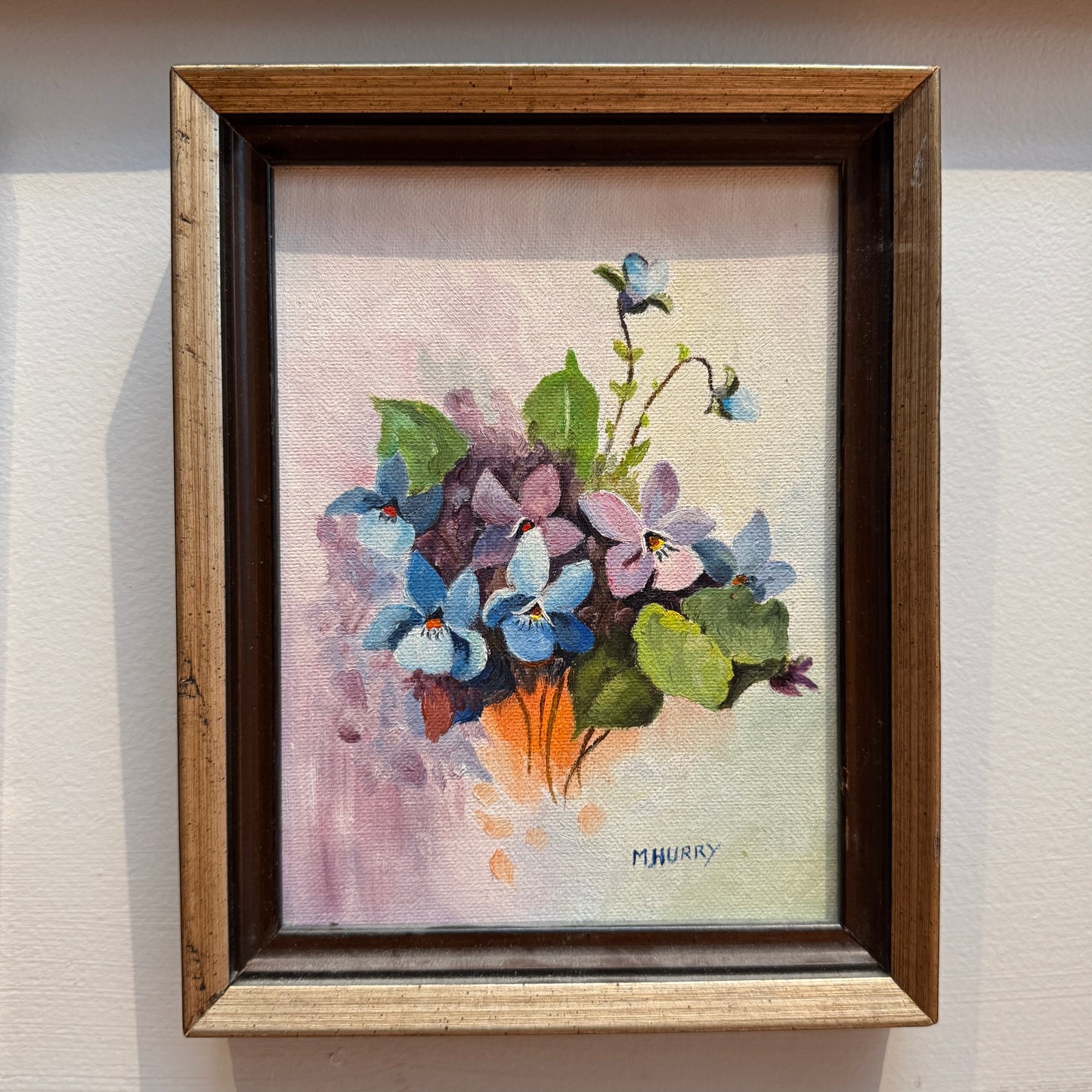 Alice's Flowers : Snobby Violets, original upcycled vintage art