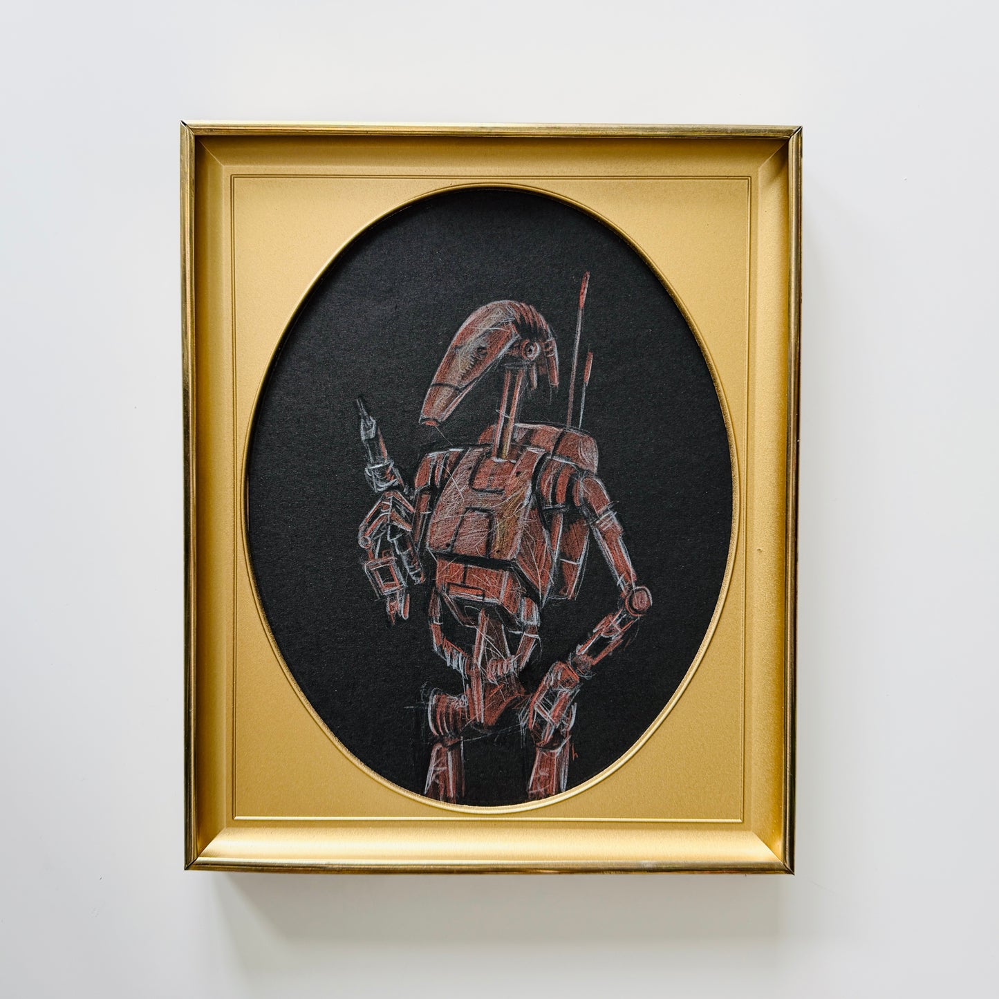 Portrait of a Droid : soldier no.1, pencil study on vintage paper