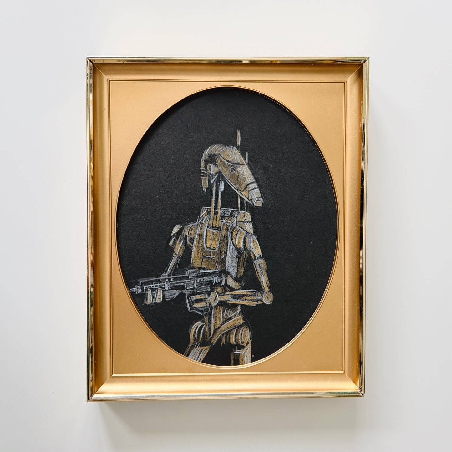 Portrait of a Droid : soldier no.2, pencil study on vintage paper