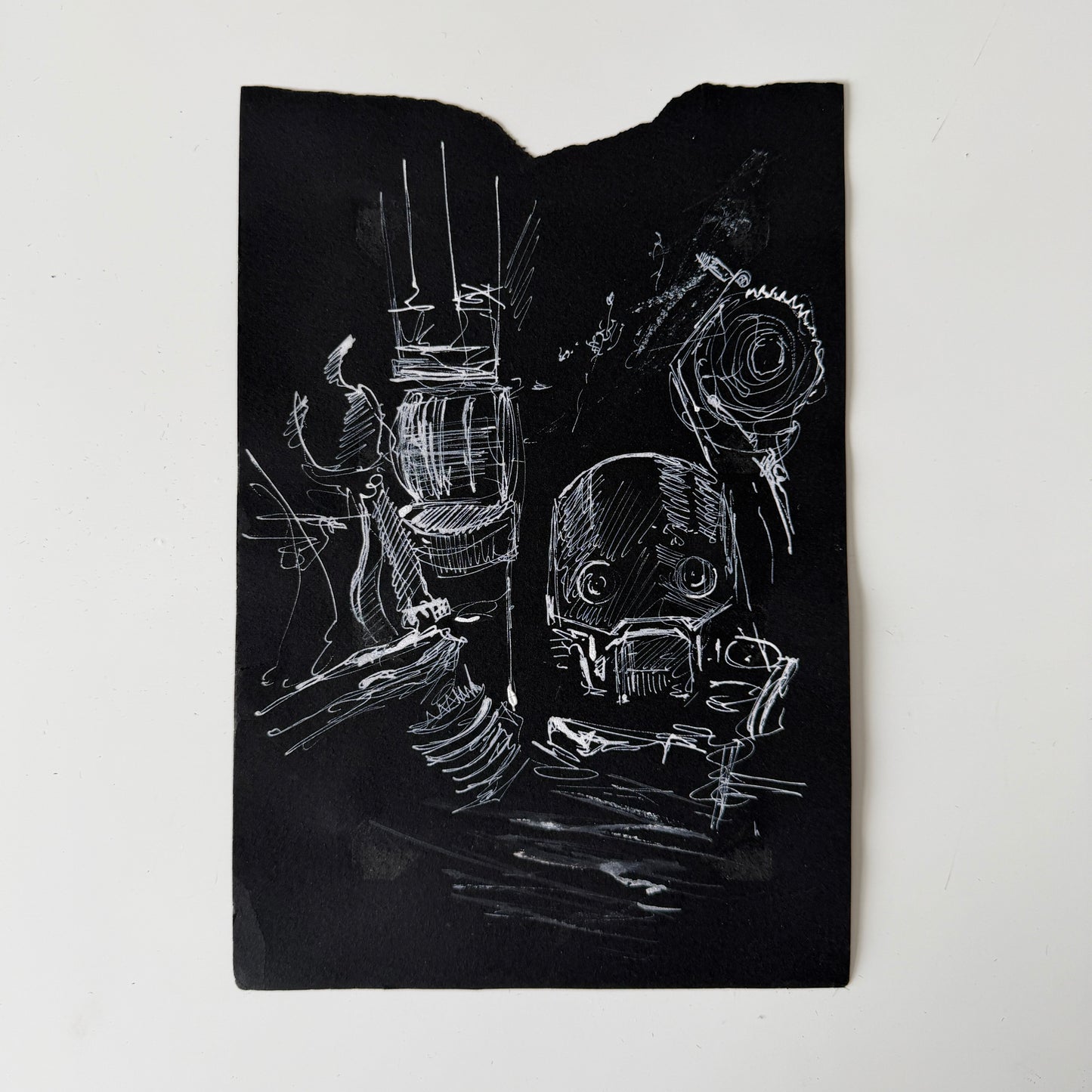 Scrap Pile No. 3, study in ink on vintage paper