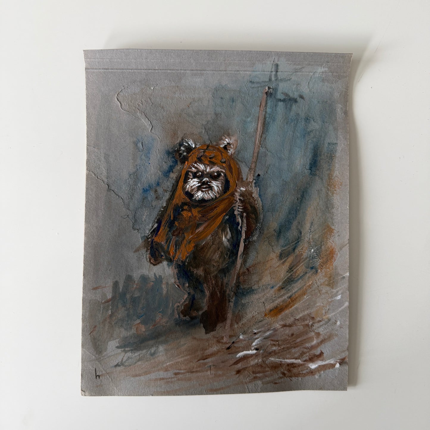 Teddy Bear Portrait No.5 : acrylic paint on vintage paper