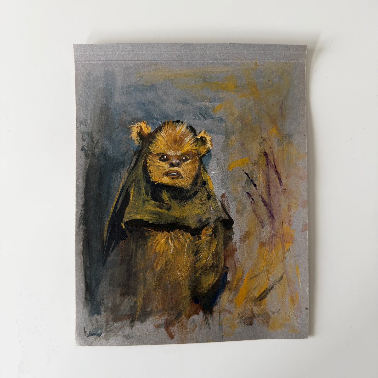 Teddy Bear Portrait No.4 : acrylic paint on vintage paper
