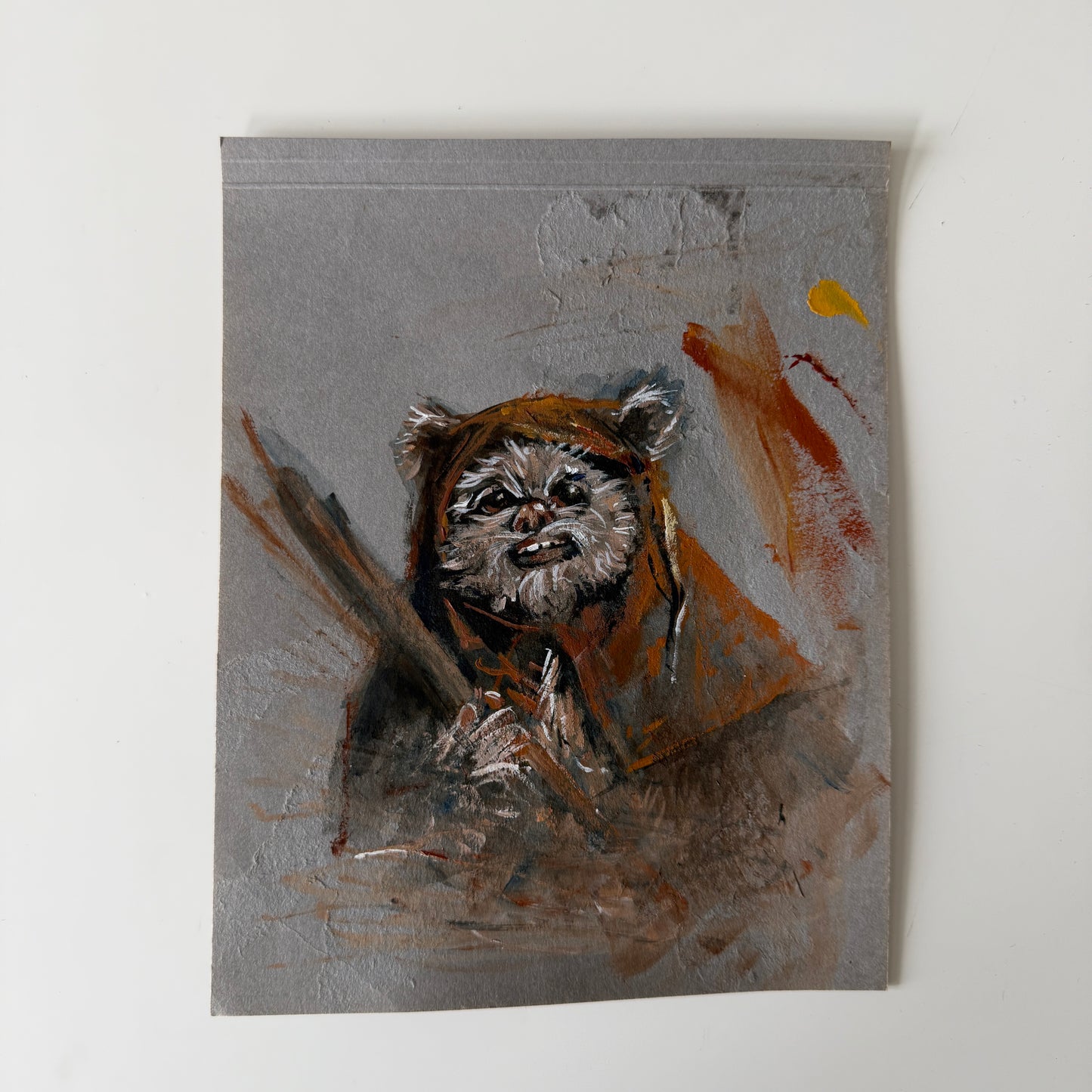 Teddy Bear Portrait No.4 : acrylic paint on vintage paper