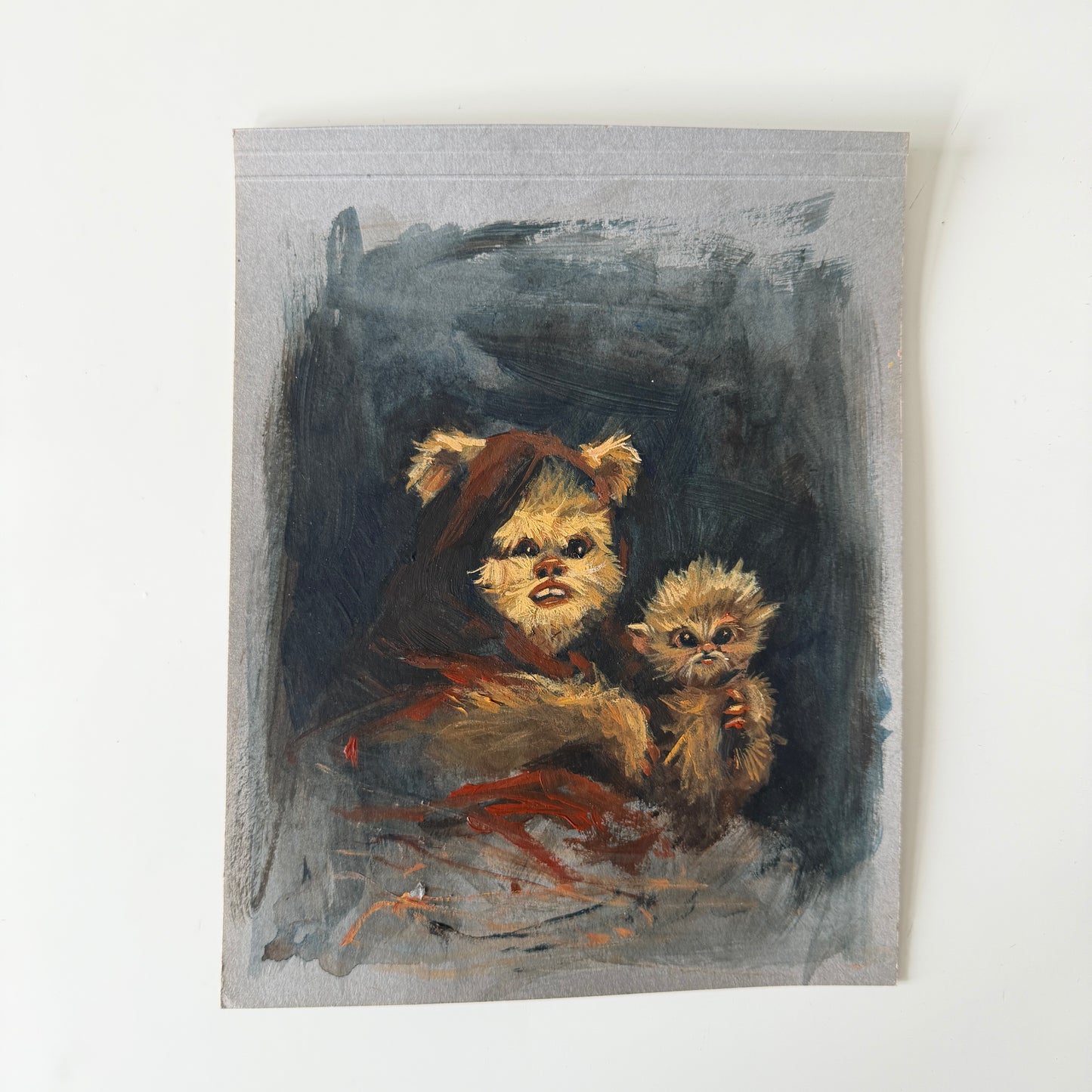 Teddy Bear Portrait No.3 : acrylic paint on vintage paper