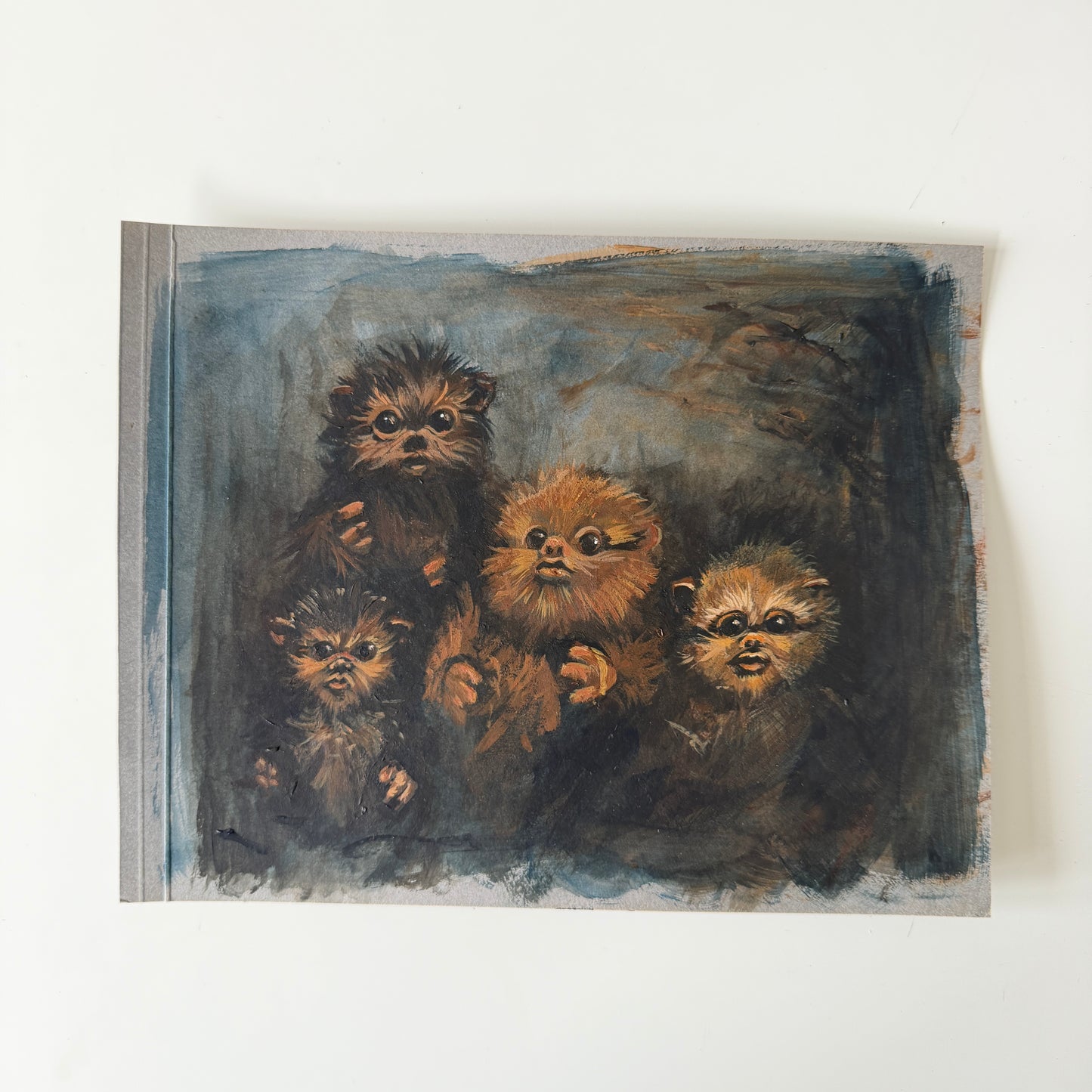 Teddy Bear Portrait No.2 : acrylic paint on vintage paper
