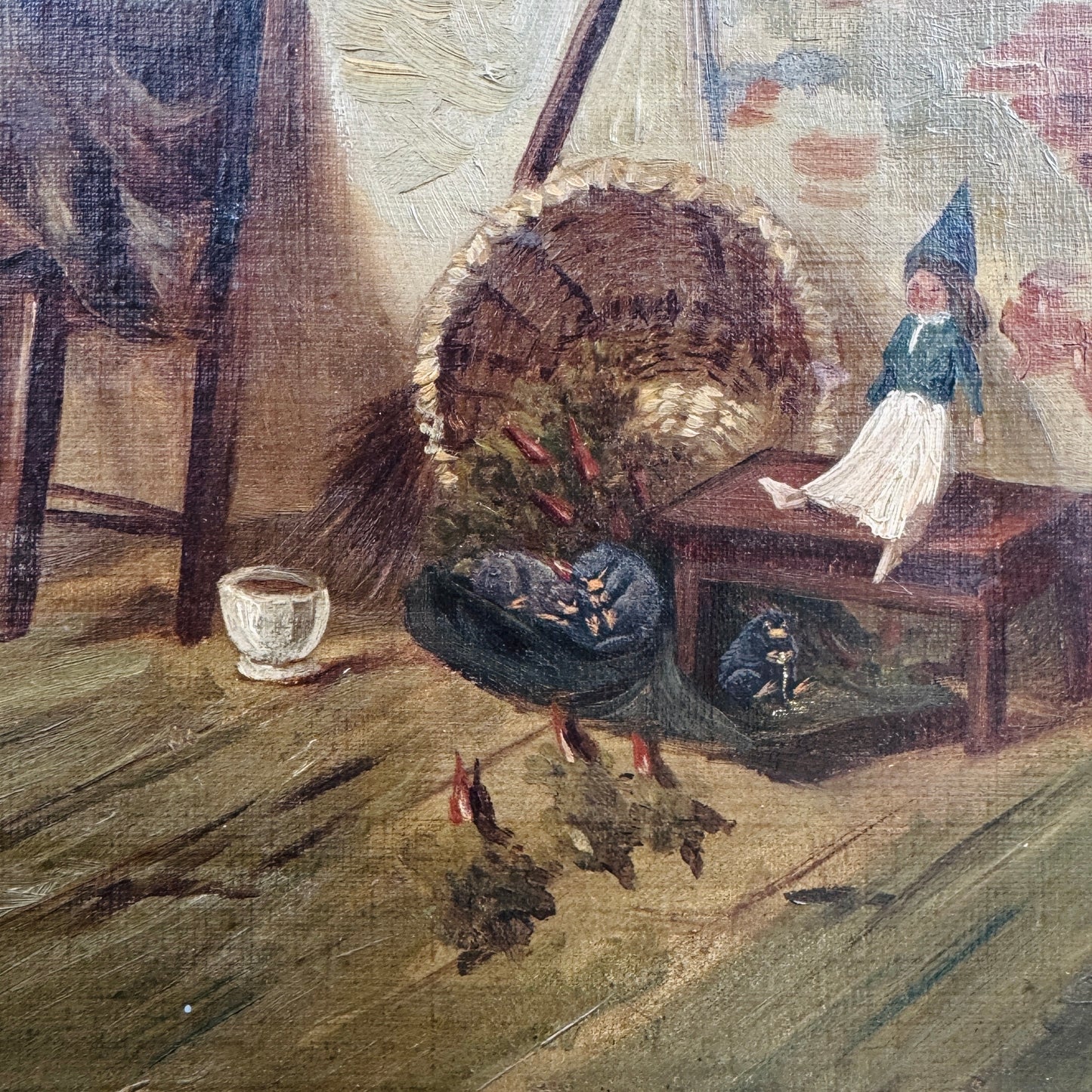 Little Bandits - original upcycled vintage painting