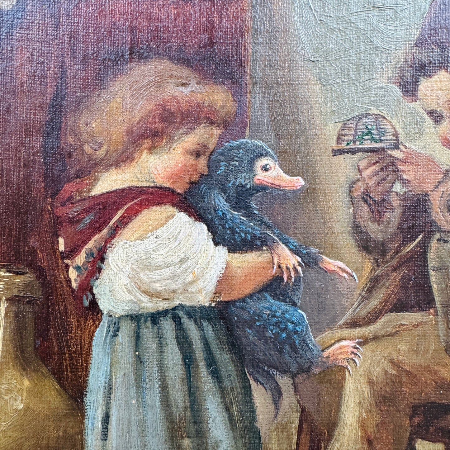 Little Bandits - original upcycled vintage painting