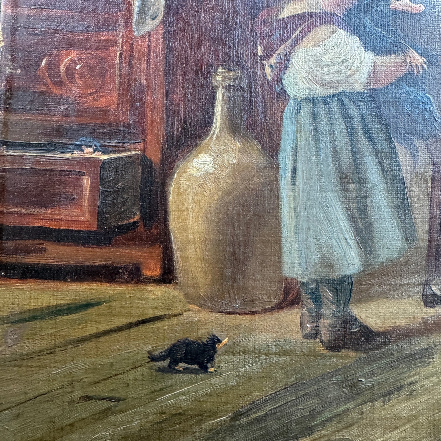 Little Bandits - original upcycled vintage painting