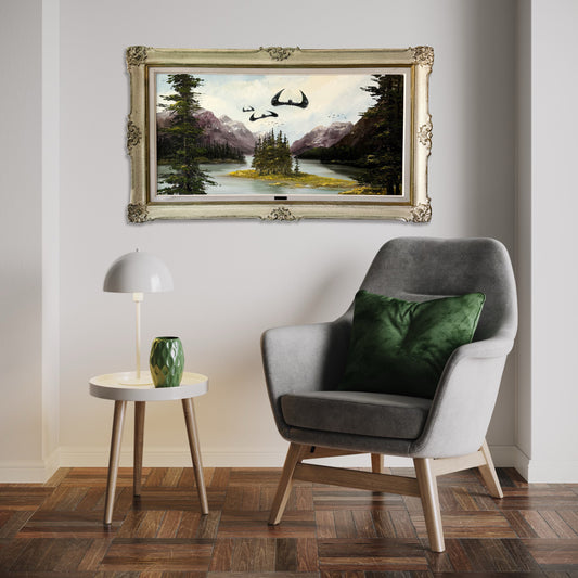 Earth Will Be Their New Home, upcycled vintage painting