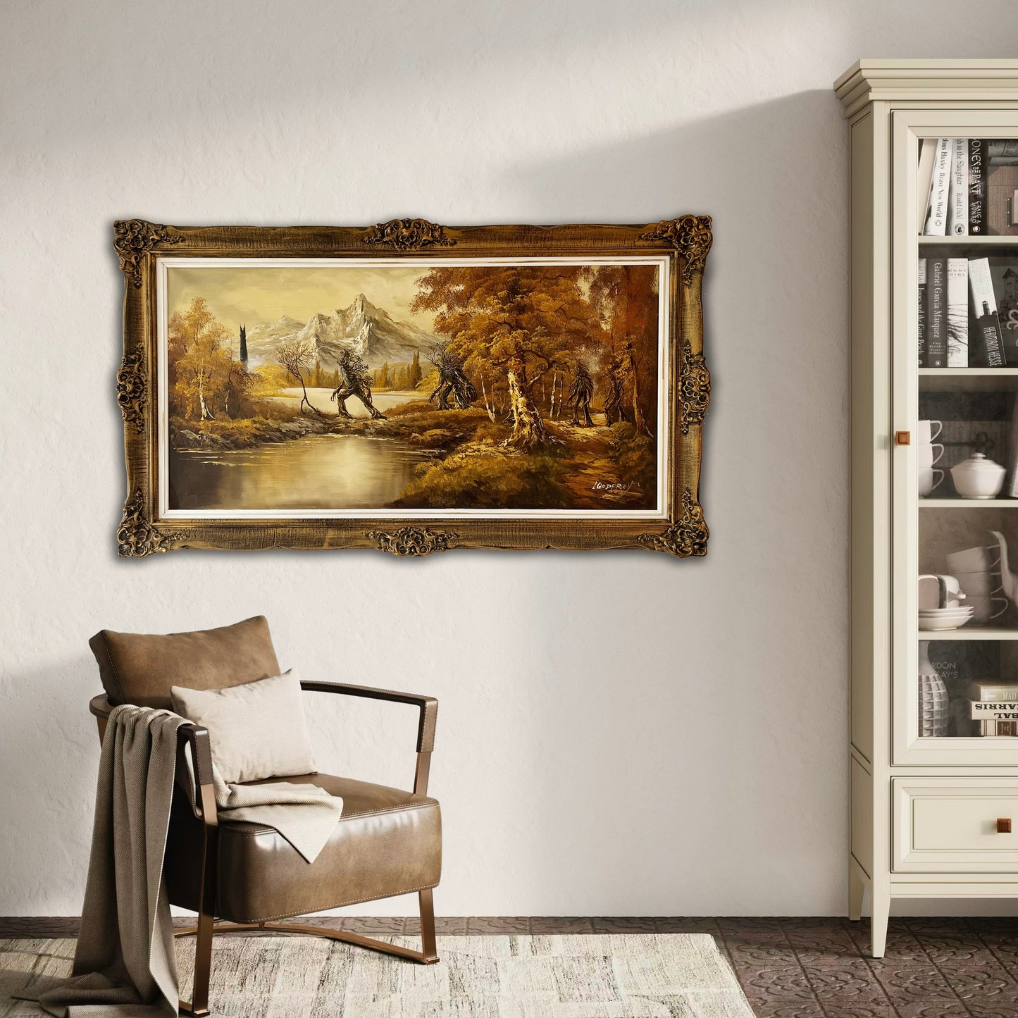 To Isengard, original upcycled vintage painting