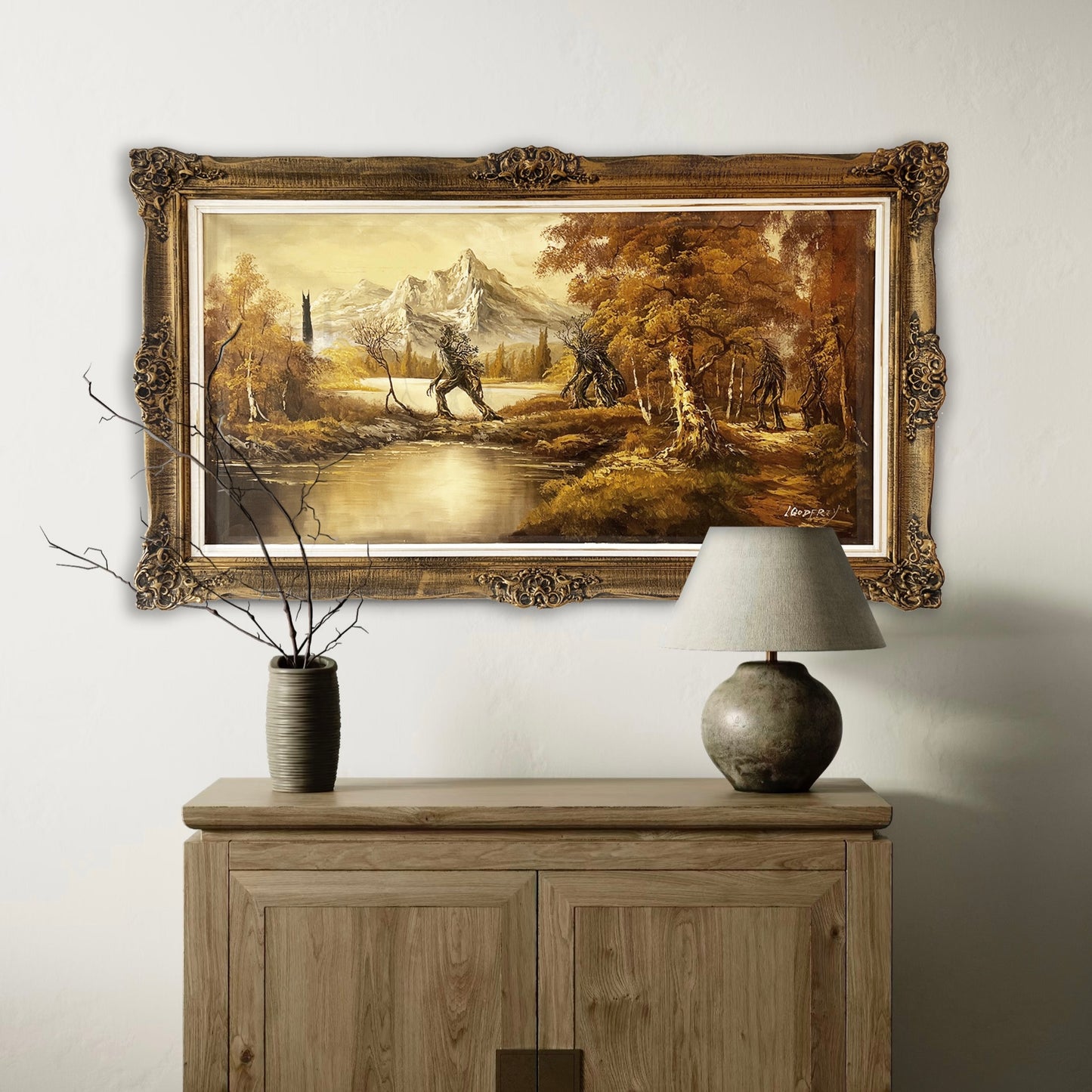 To Isengard, original upcycled vintage painting