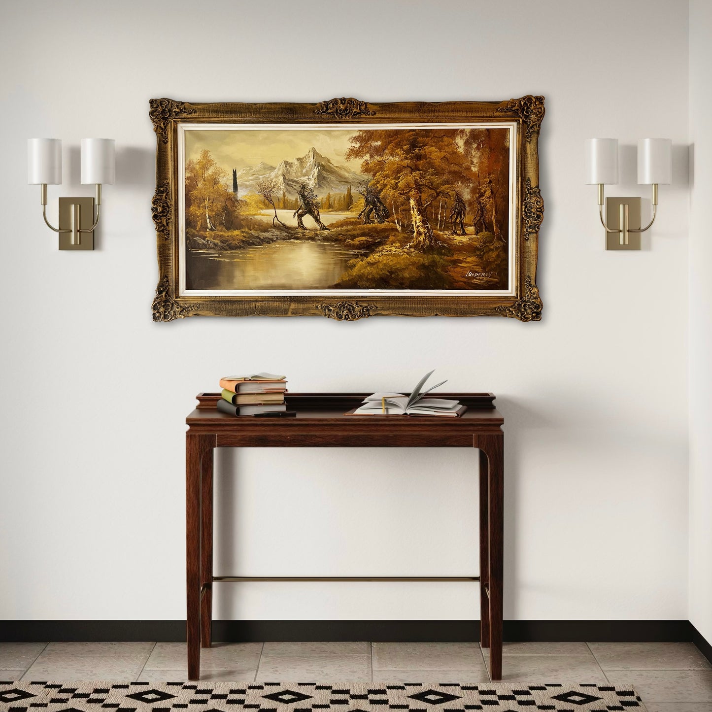 To Isengard, original upcycled vintage painting