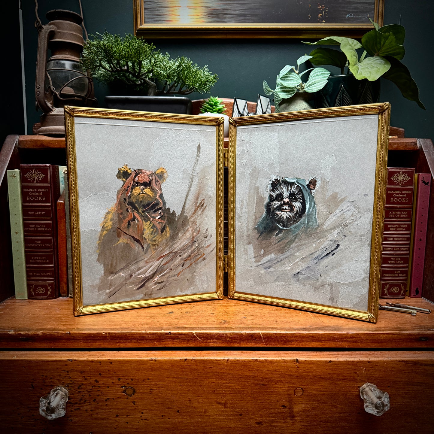 Teddy Bear Portrait No.1 : acrylic paint on vintage paper