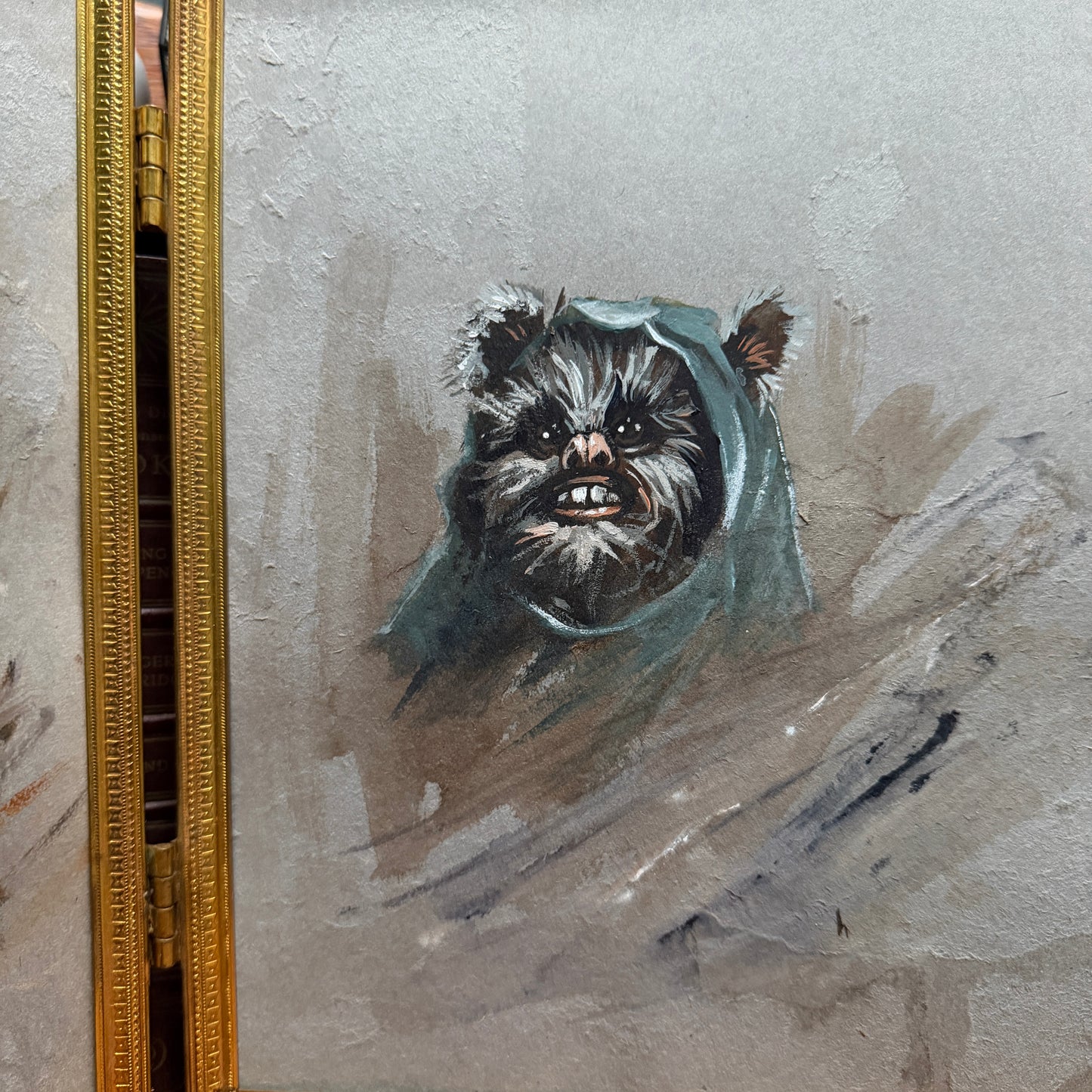 Teddy Bear Portrait No.1 : acrylic paint on vintage paper