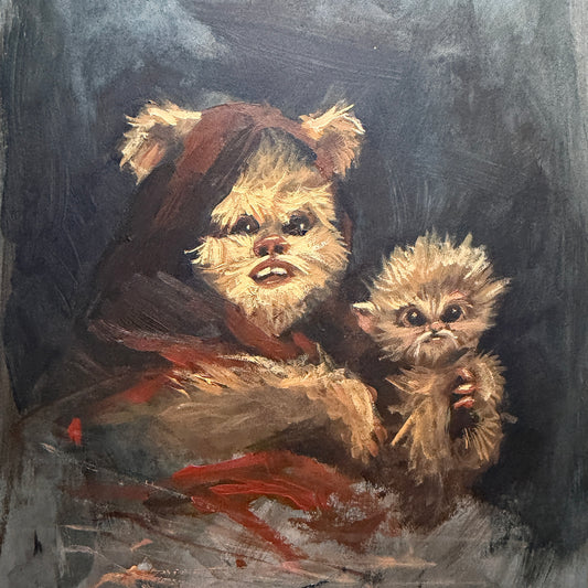 Teddy Bear Portrait No.3 : acrylic paint on vintage paper