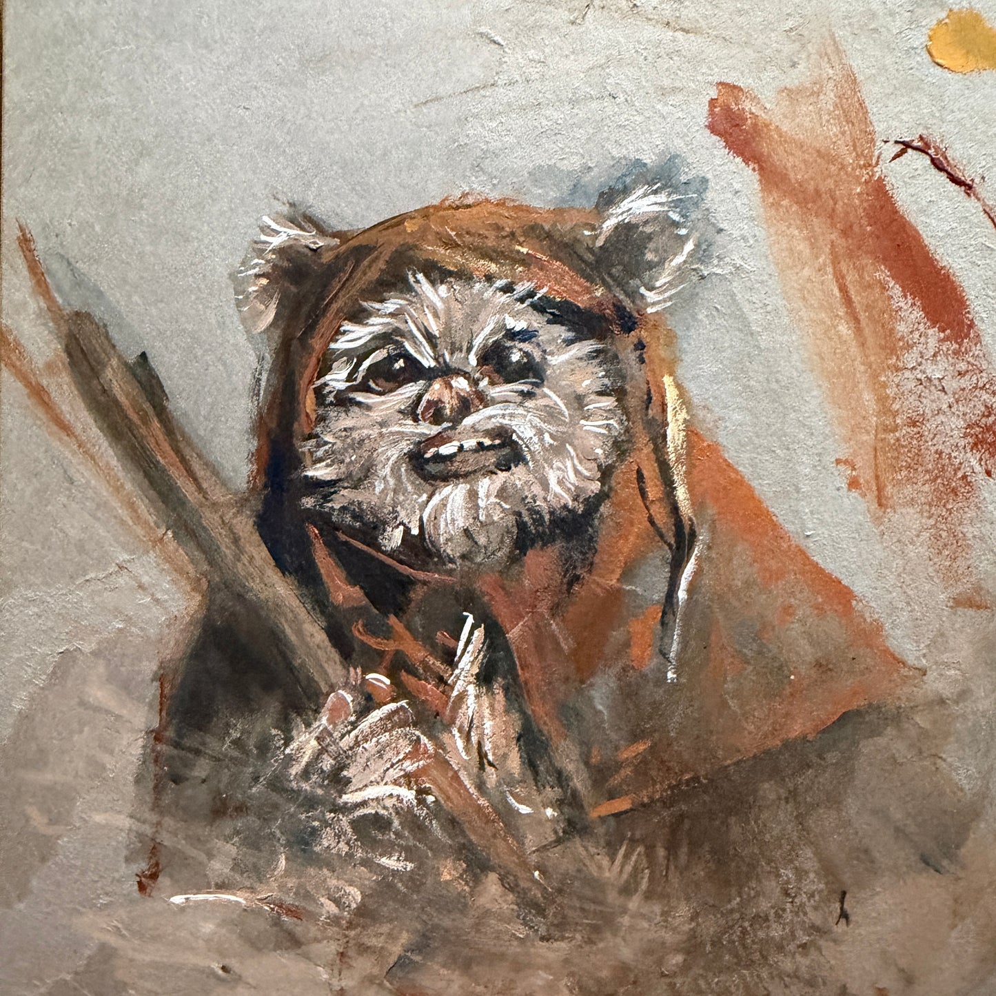 Teddy Bear Portrait No.4 : acrylic paint on vintage paper
