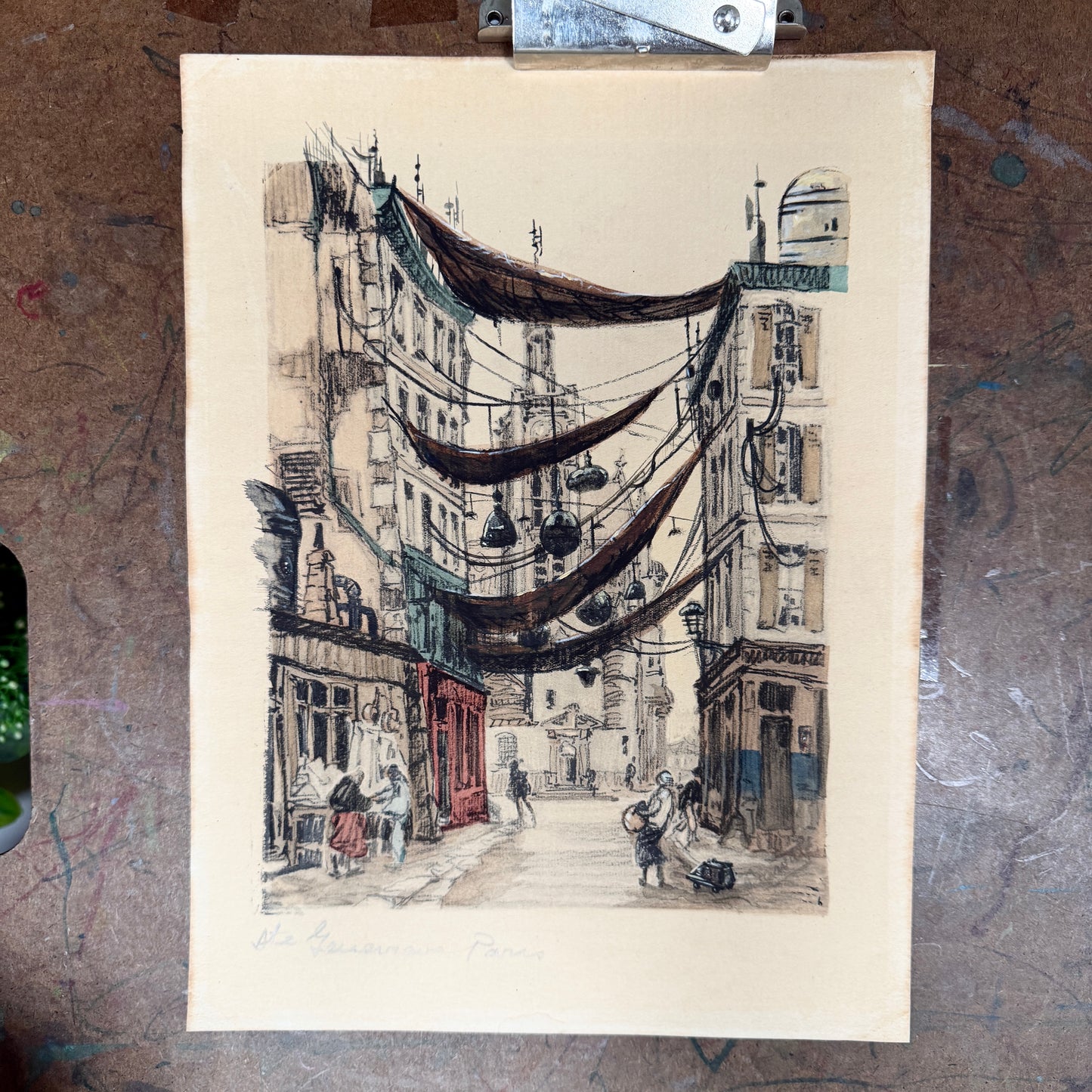 Forgotten Alley - original upcycled vintage painting -3