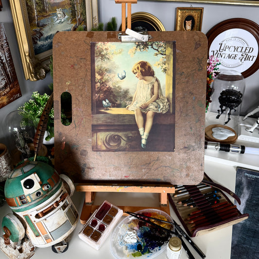 Little Cutiepies - original upcycled vintage painting