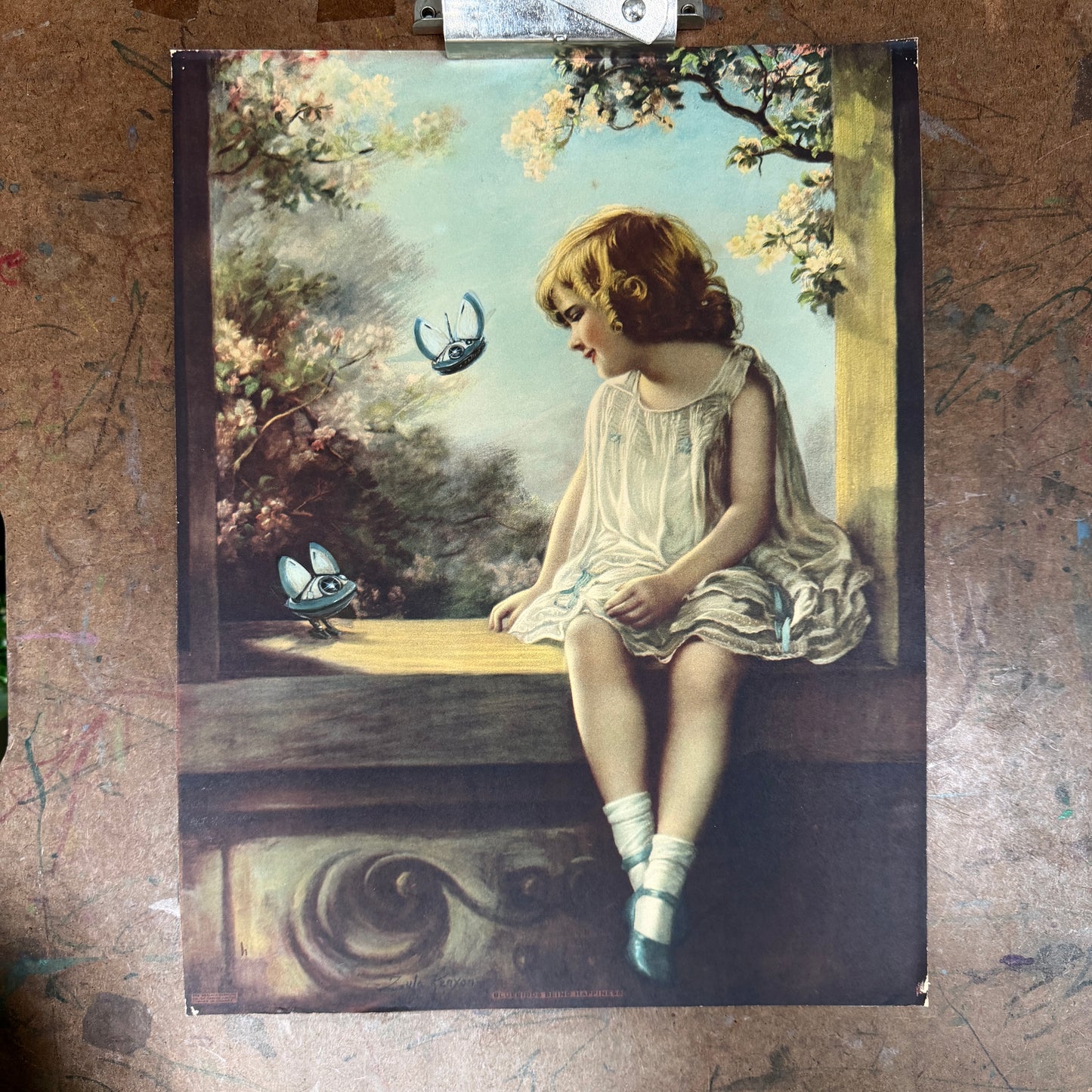 Little Cutiepies - original upcycled vintage painting