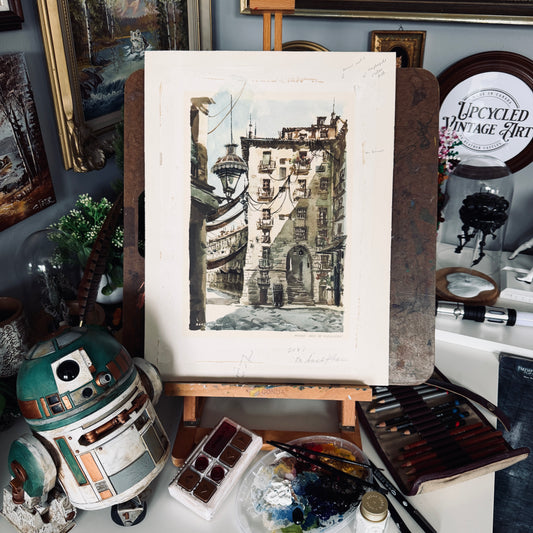 Overloaded - original upcycled vintage painting