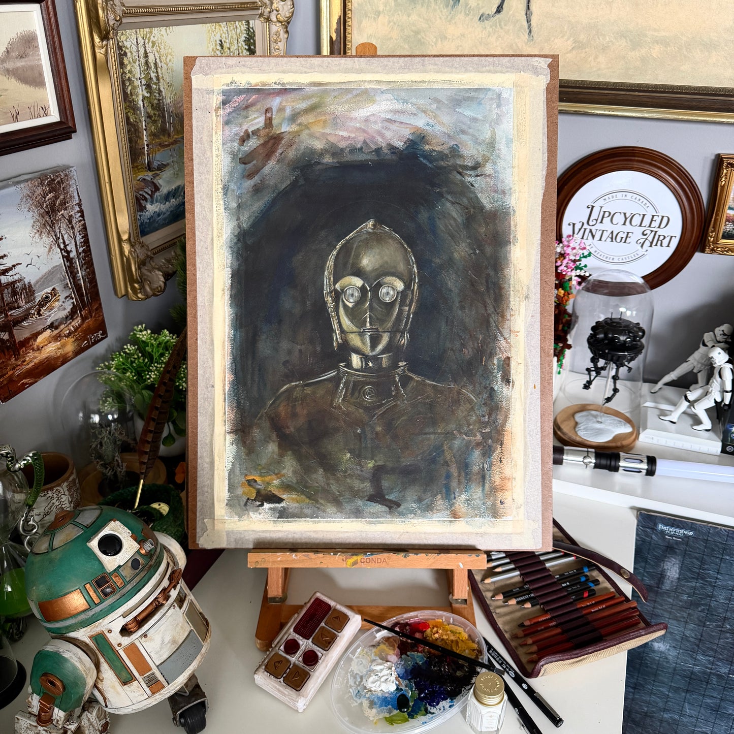 Portrait of a Droid, Know-It-All - original acrylic painting