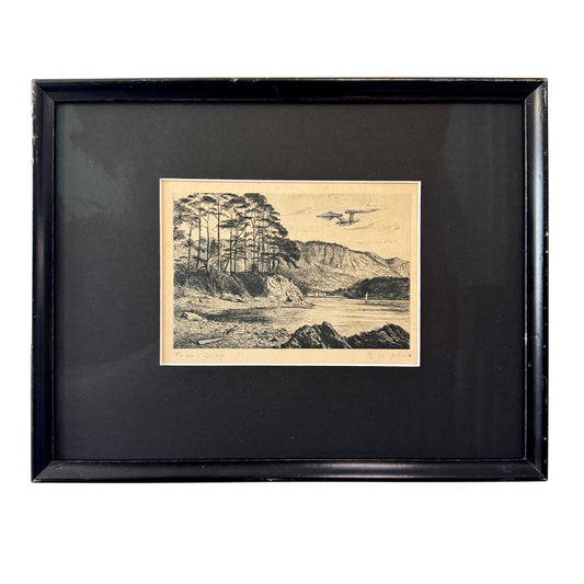 An Enterprise Over Friars Crag, original upcycled vintage engraving