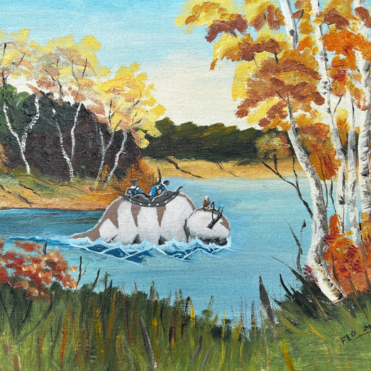 Yip Yip, original upcycled vintage painting