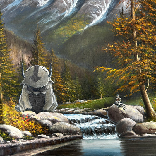 Bison Guardian, original upcycled vintage painting