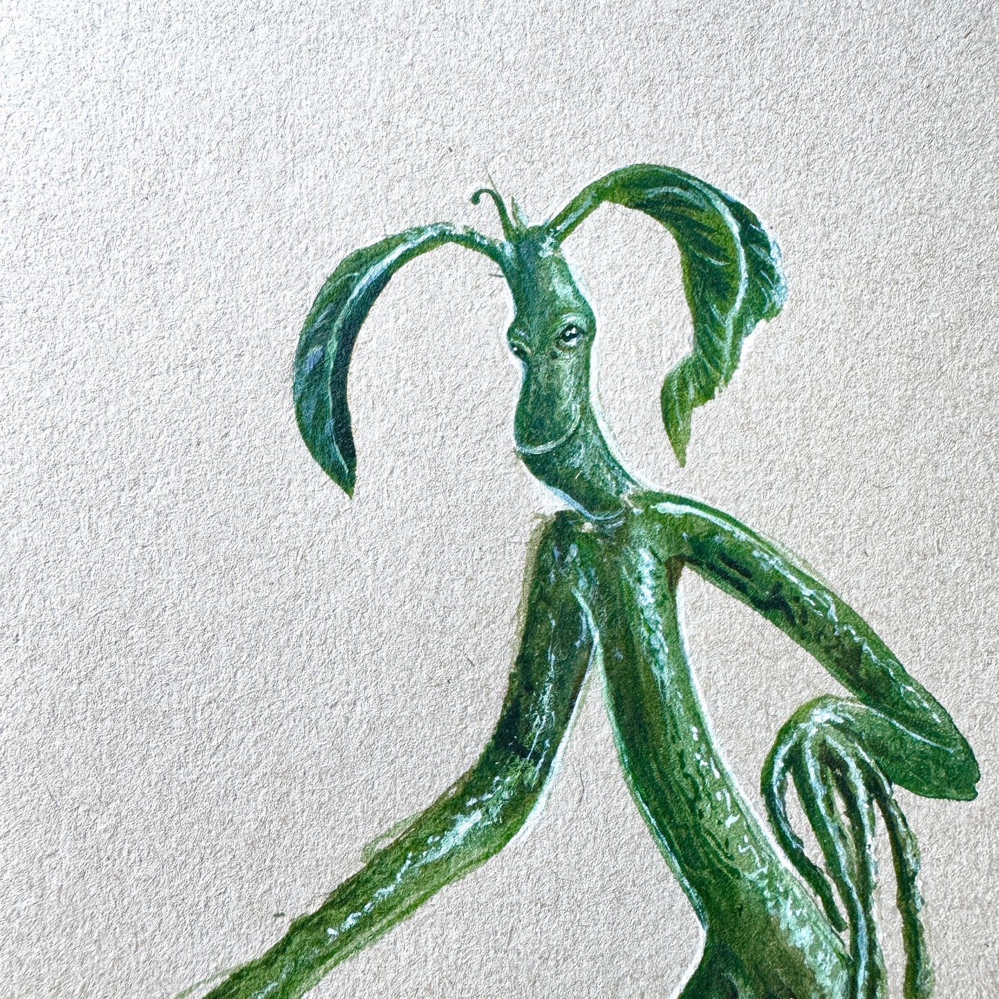 Muggle sketchbook : Study No.6 Clingy Leaf Creature, original watercolour