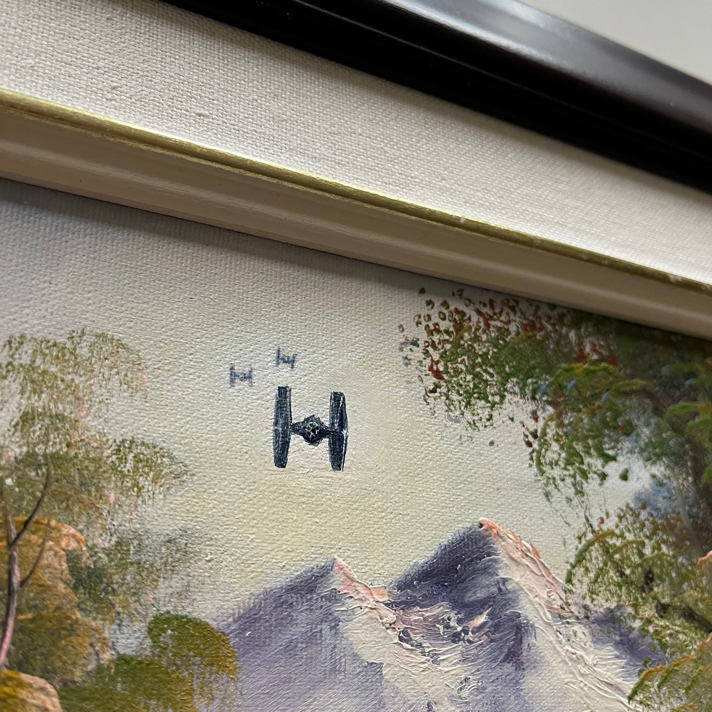 Shore Leave : Tie Fighters, upcycled vintage painting