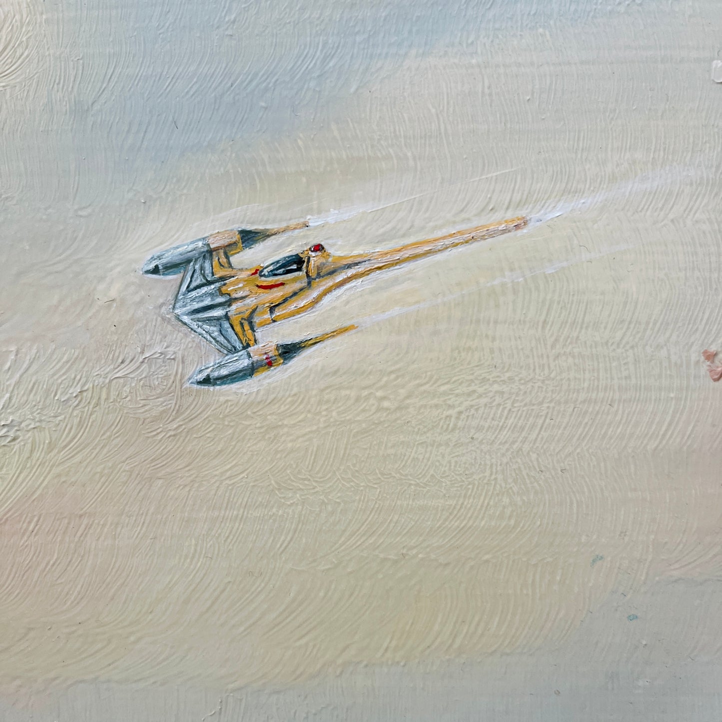 Naboo Fighter, upcycled vintage painting