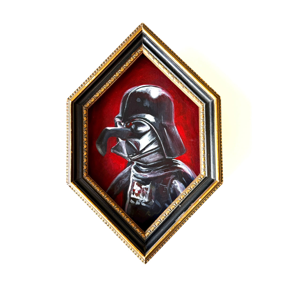 Darth - acrylic study on reclaimed book cover