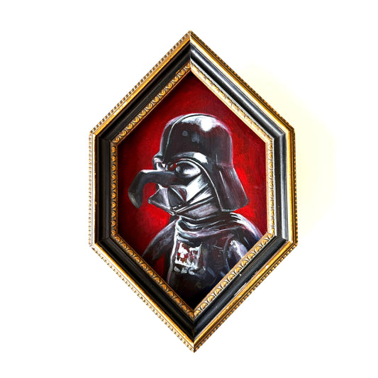 Darth - acrylic study on reclaimed book cover
