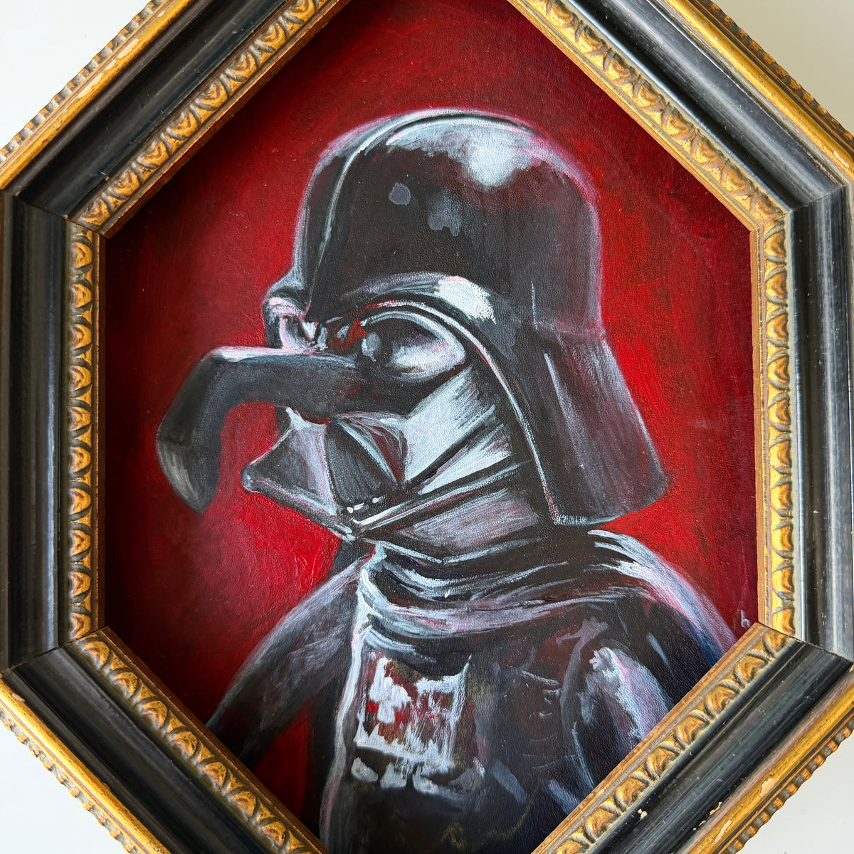 Darth - acrylic study on reclaimed book cover