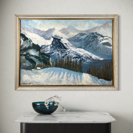 Mt. Venator, upcycled vintage painting