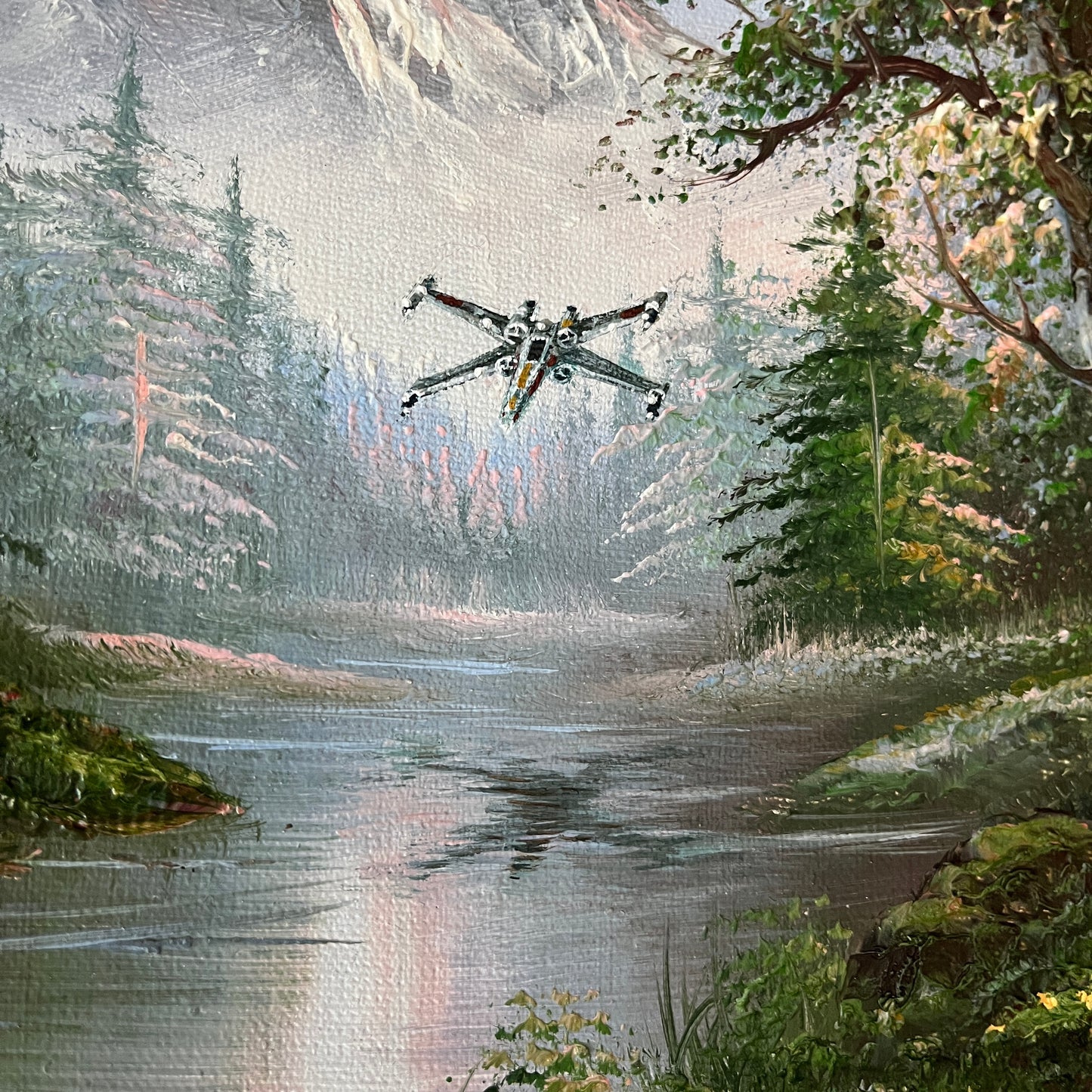 Shore Leave : X-Wing, upcycled vintage painting