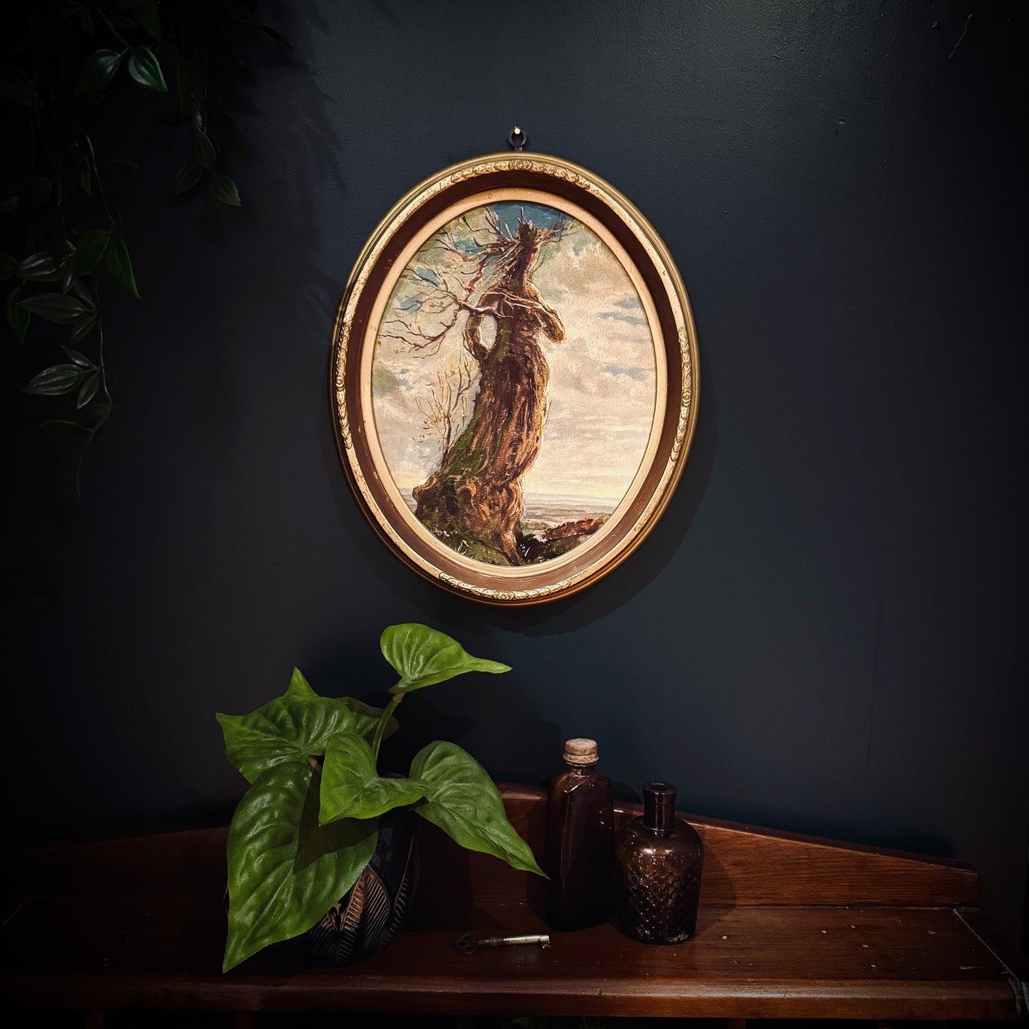 Waiting in the West - original upcycled vintage painting