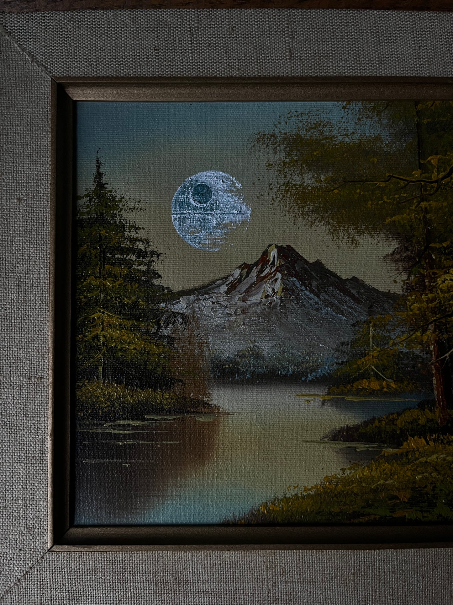 When You Wish Upon A Death Star - upcycled vintage painting