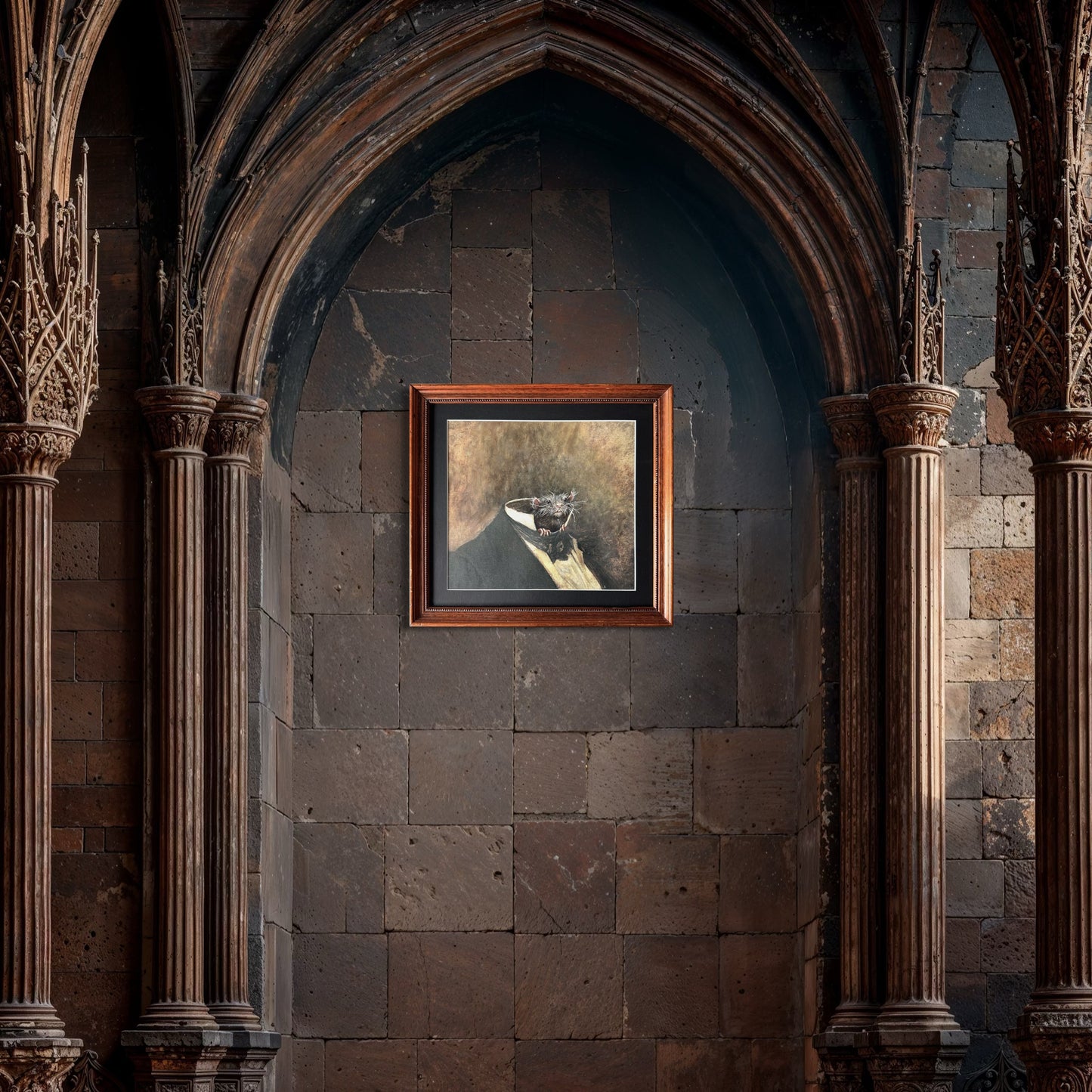 Common Garden Rat - original upcycled vintage art