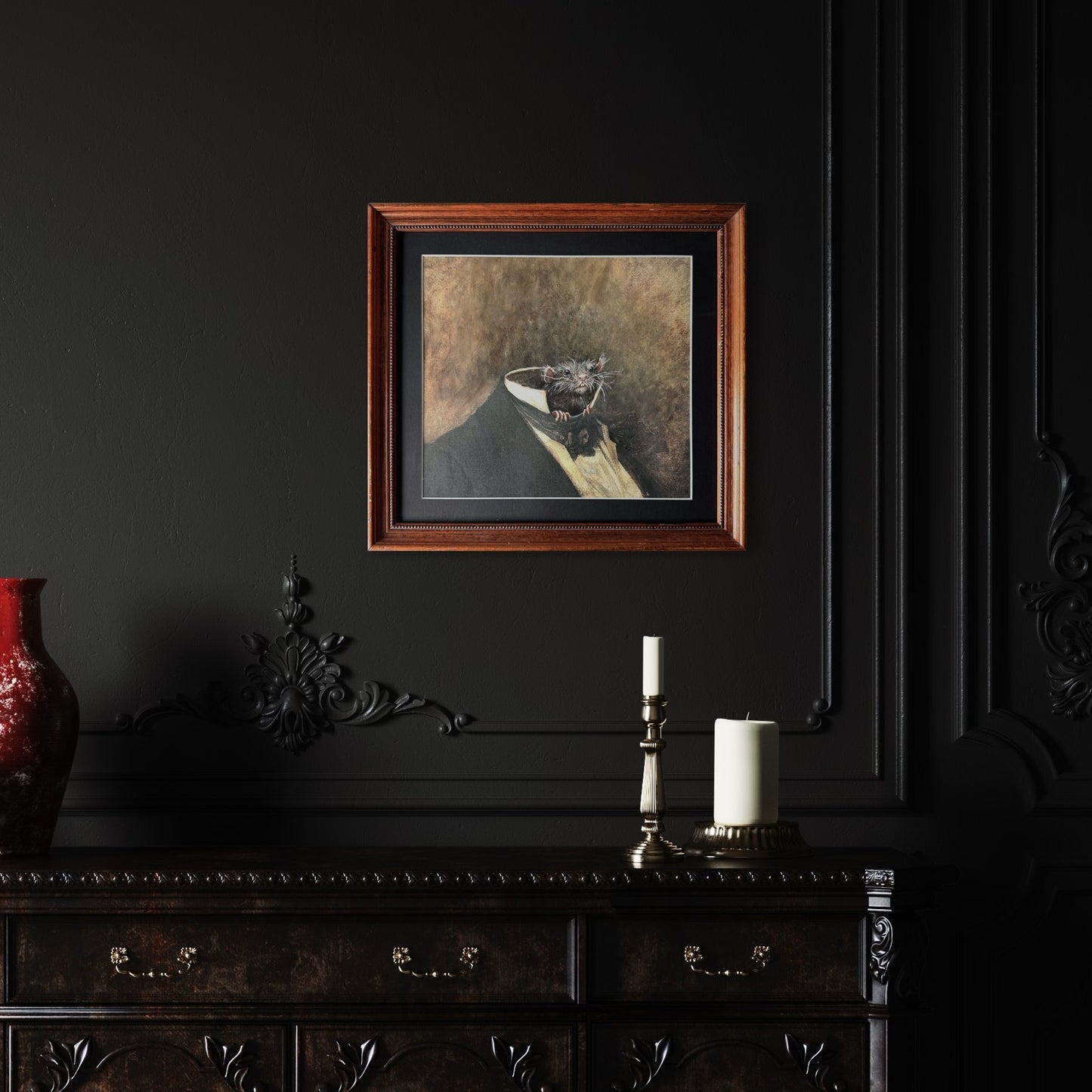 Common Garden Rat - original upcycled vintage art