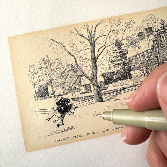 Probe Droid, Montgomery County, PA - original upcycled vintage etching