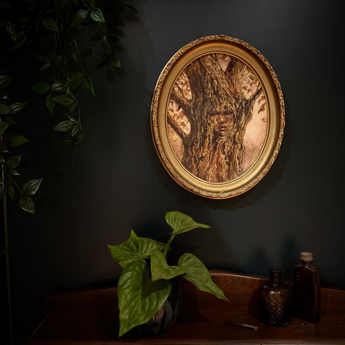 Portrait of a Huorn - original upcycled vintage painting